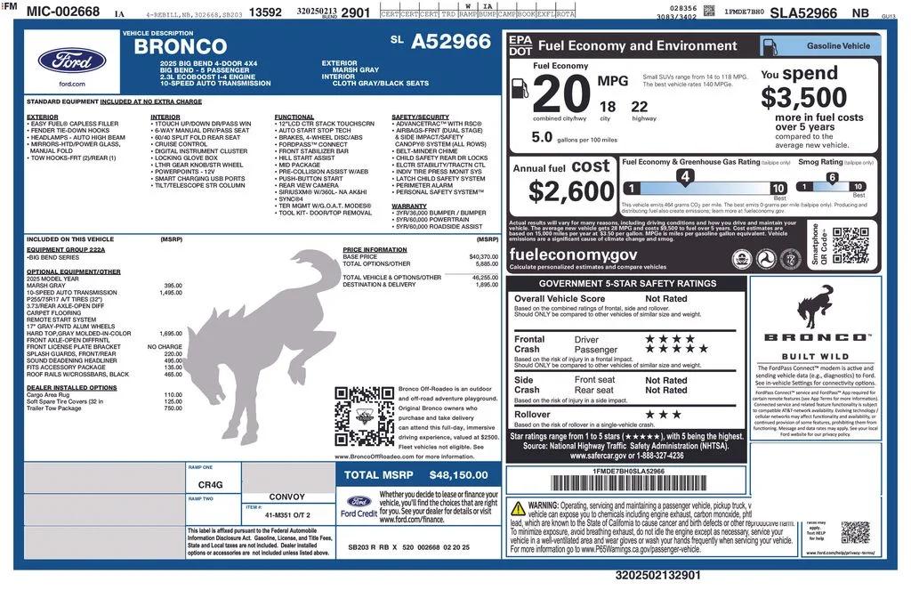 ford bronco 4-door 2025 1FMDE7BH0SLA52966 image ford bronco 4-door 2025 1FMDE7BH0SLA52966 image
